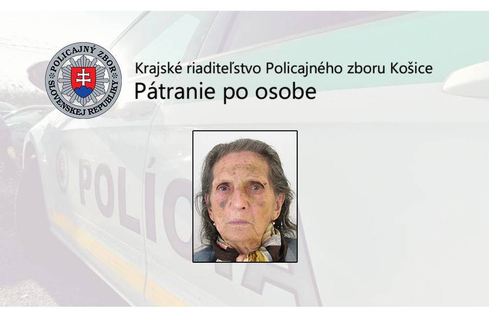 Polícia žiada verejnosť o pomoc pri pátraní po nezvestnej Márií Priehradníkovej z Košíc