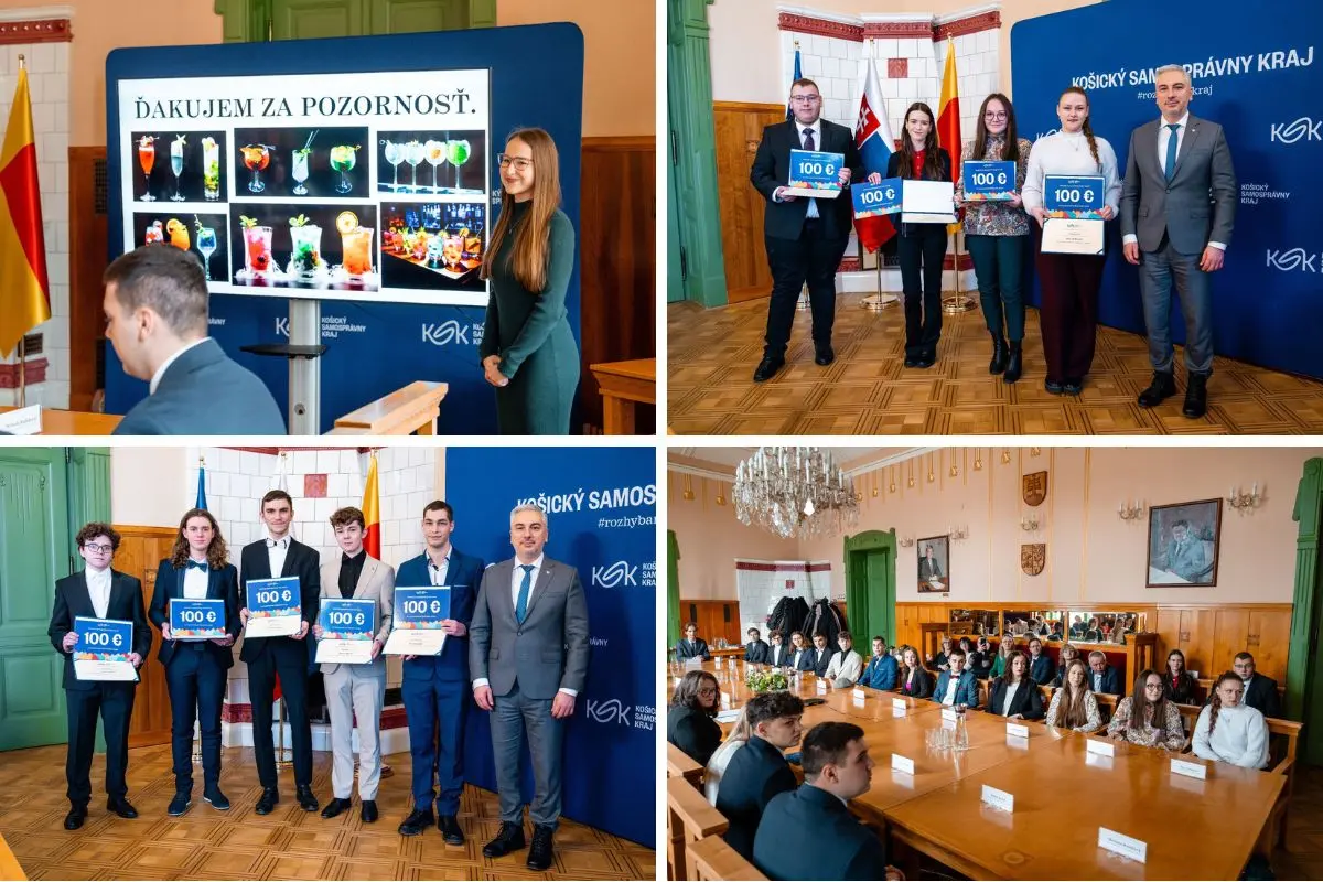 FOTO: Študenti košického kraja si svojou šikovnosťou zaslúžili finančnú odmenu, ktorú im vyplatí vedenie župy