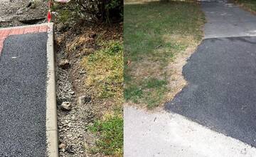 Oprava chodníka na Tolstého baví Košičanov. Mať dva obrubníky nemusí byť vobec zlé, smejú sa