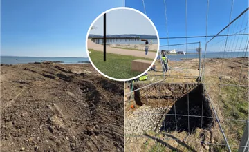 FOTO: Zemplínsku šíravu obsadili robotníci a stavebné stroje, prípravu novej promenády komplikujú zvedaví návštevníci