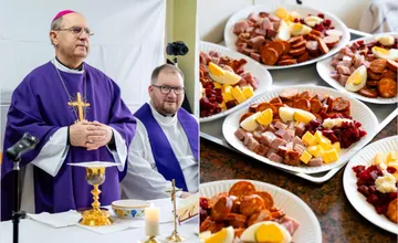 FOTO: Veľkonočné sviatky neobišli ani núdznych Košičanov, Bernard Bober pre nich pravdepodobne odslúžil poslednú omšu