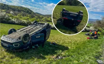 Za Jasovom sa čelne zrazili dve autá, obe skončili prevrátené na streche, letel tam záchranársky vrtuľník