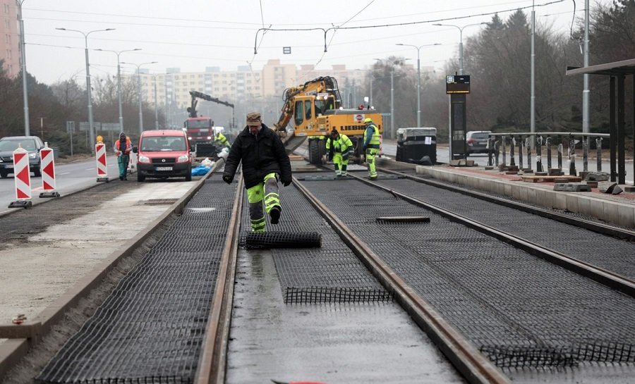 Práce na stavbe modernizácie električkových tratí v Košiciach, foto 1