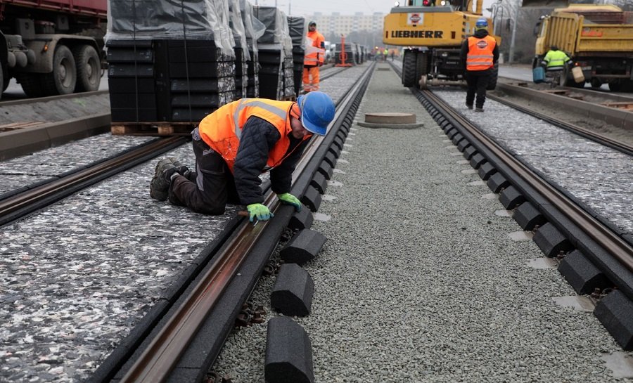 Práce na stavbe modernizácie električkových tratí v Košiciach, foto 2