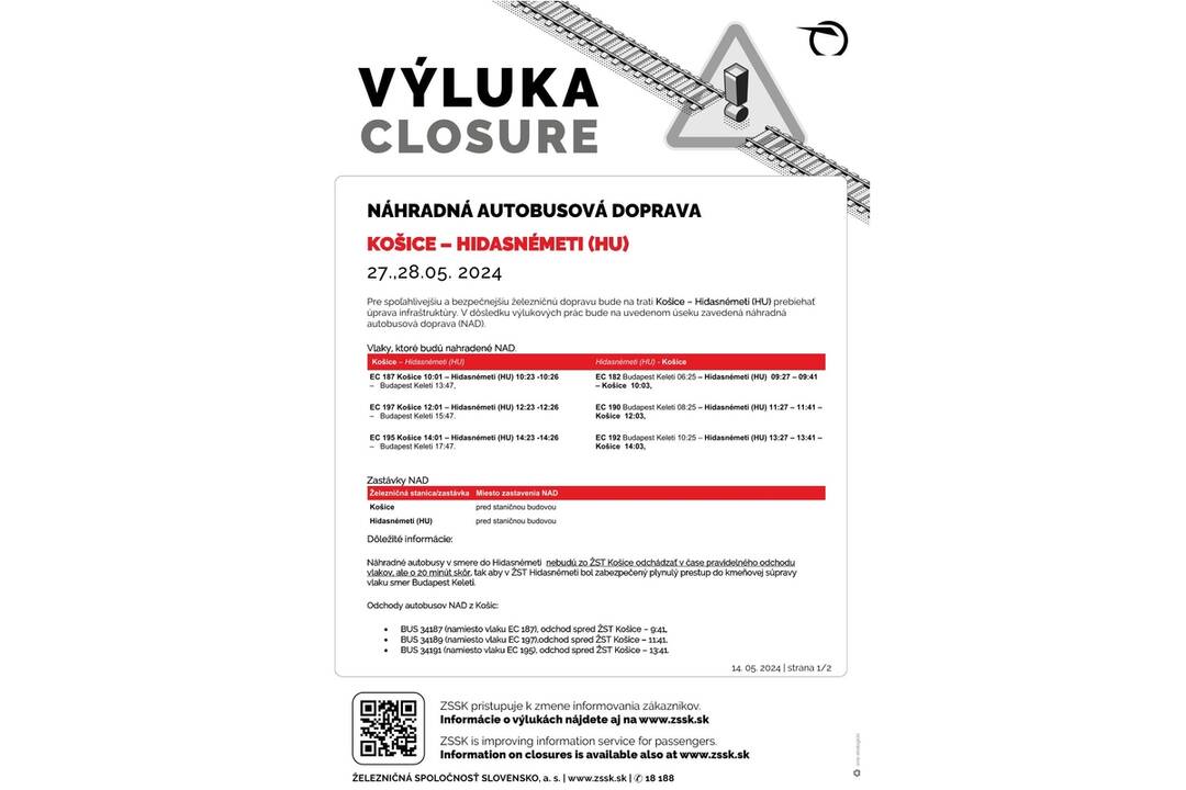 FOTO: Výluky vlakov v Košickom kraji (22. týždeň), foto 1