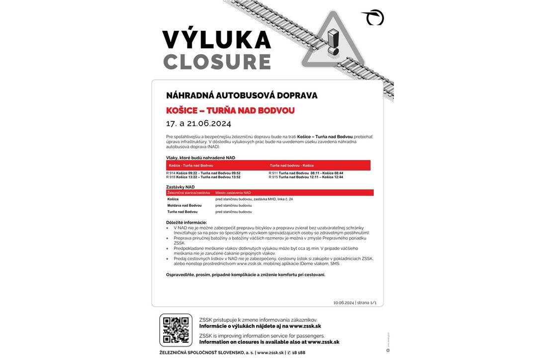 FOTO: Výluky vlakov v Košickom kraji (25. týždeň), foto 1