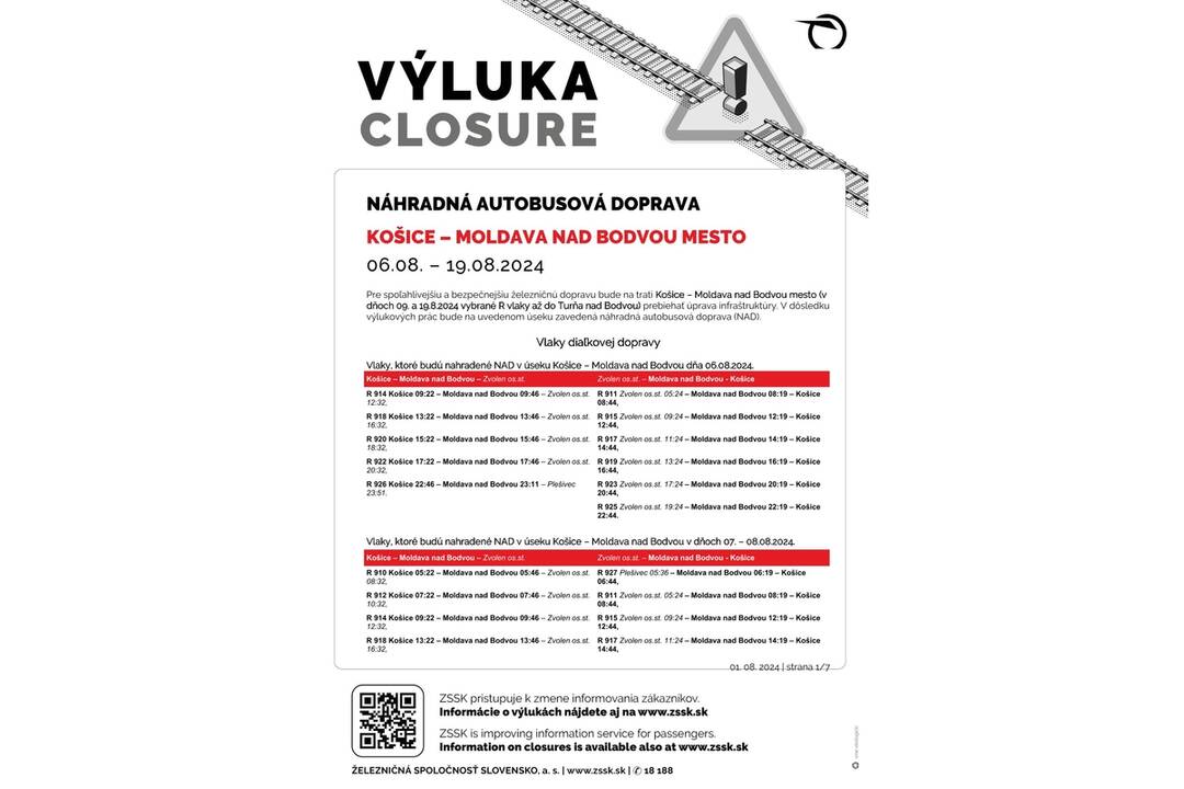 FOTO: Výluky vlakov na východe Slovenska (34. týždeň), foto 1