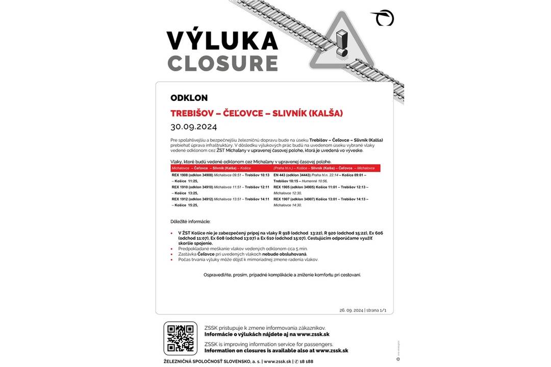 FOTO: Výluky vlakov v Košickom kraji (40. týždeň), foto 2