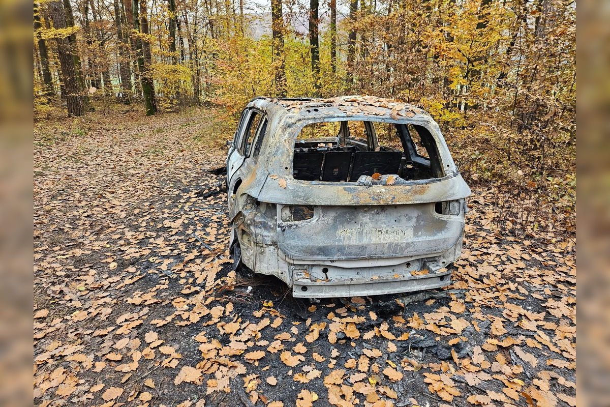 FOTO: Uprostred lesa v blízkosti Malej Idy smerom na Bukovec objavili turisti do tla zhorené auto, foto 1