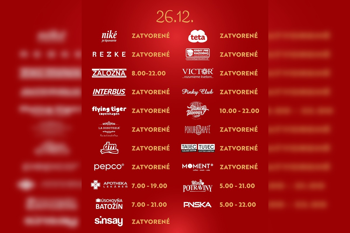 FOTO: Otváracie hodiny košických nákupných centier, foto 6