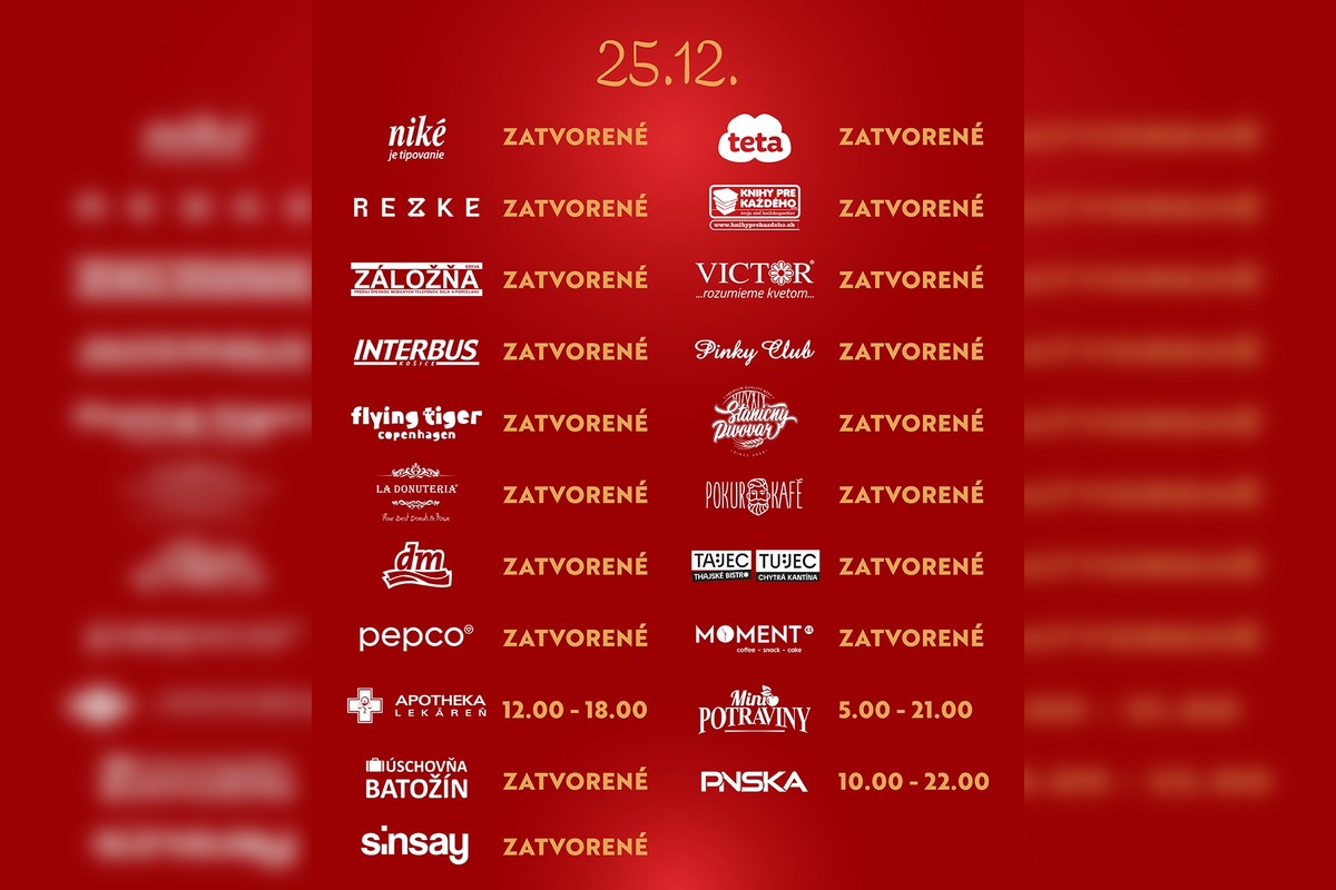 FOTO: Otváracie hodiny košických nákupných centier, foto 7