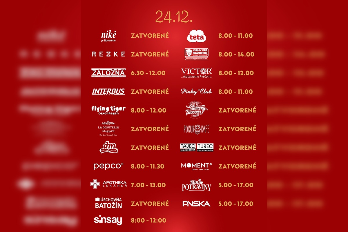 FOTO: Otváracie hodiny košických nákupných centier, foto 8