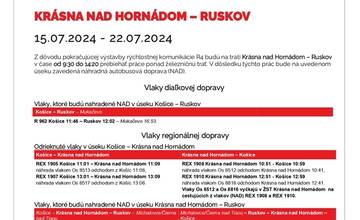 FOTO: Výluky vlakov v Košickom kraji (29. týždeň)