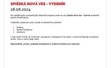 FOTO: Výluky vlakov v Košickom kraji (35. týždeň