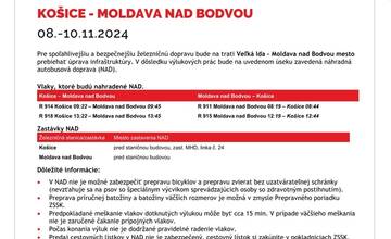 FOTO: Výluky vlakov na východe Slovenska (45. týždeň)