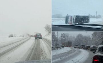 FOTO: Prvý sneh dorazil. Chaos na východe, kolóny na severe, juh stále čaká