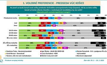 FOTO: Prvé predbežné výsledky prieskumu o úspešnosti kandidátov v župných voľbách v KSK